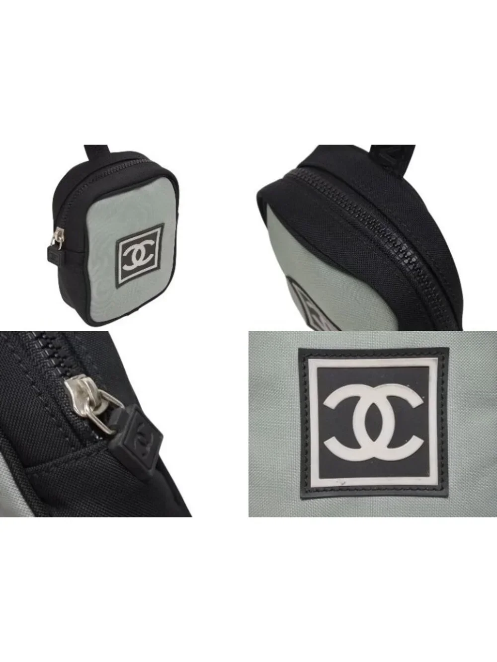 Chanel Pouch Sports Line CC Logo Black Green Nylon Patch